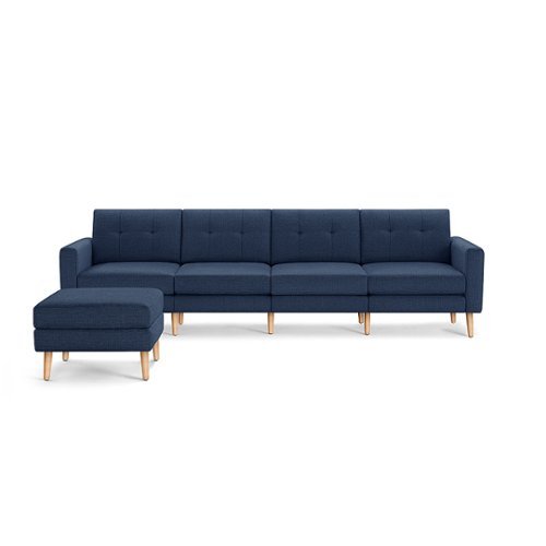 

Burrow - Mid-Century Nomad King Sofa with Ottoman - Navy Blue