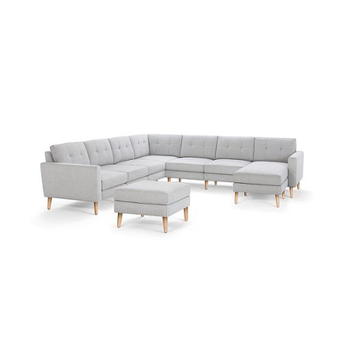 

Burrow - Mid-Century Nomad 7-Seat Corner Sectional with Chaise and Ottoman - Crushed Gravel