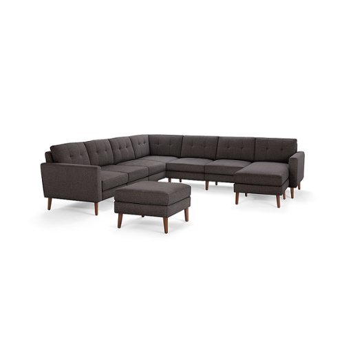 

Burrow - Mid-Century Nomad 7-Seat Corner Sectional with Chaise and Ottoman - Charcoal