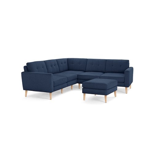 

Burrow - Mid-Century Nomad 5-Seat Corner Sectional with Ottoman - Navy Blue