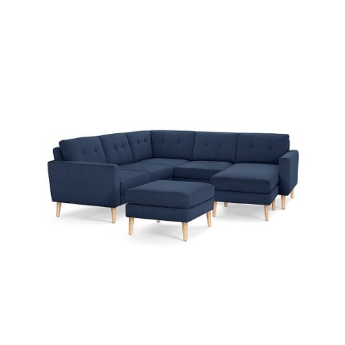 

Burrow - Mid-Century Nomad 5-Seat Corner Sectional with Chaise and Ottoman - Navy Blue