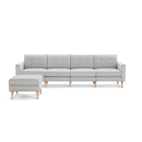 

Burrow - Mid-Century Nomad King Sofa with Ottoman - Crushed Gravel