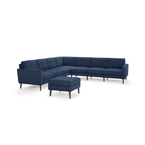 

Burrow - Mid-Century Nomad 7-Seat Corner Sectional with Ottoman - Navy Blue