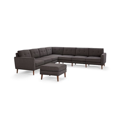 Burrow - Mid-Century Nomad 7-Seat Corner Sectional with Ottoman - Charcoal