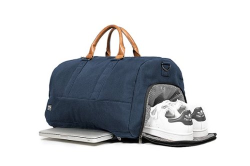 PKG Bishop 42L Recycled Duffle Bag - Navy/Tan HOW TO BUY