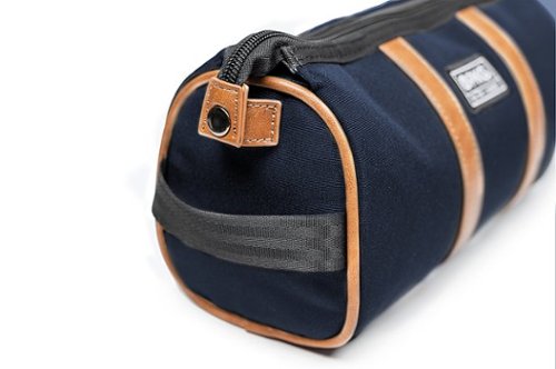 PKG Charlotte Recycled Essentials Toiletry Bag - Navy/Tan WORLDWIDE DELIVERY