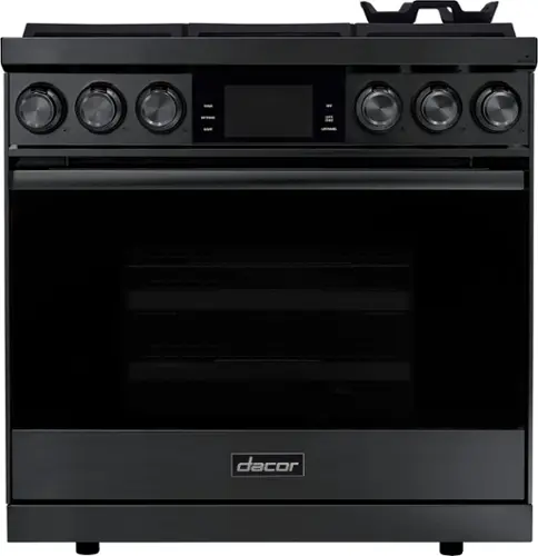 Front. Dacor - Contemporary 4.8 Cu. Ft. Slide-In Dual Fuel Four-Part Pure Convection Range with GreenClean and Steam Assist - Graphite Steel.