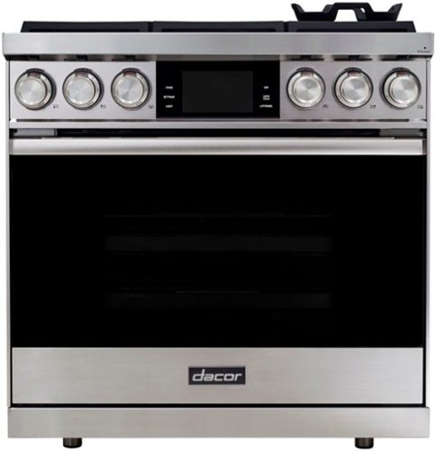 Dacor - Contemporary 4.8 Cu. Ft. Slide-In Dual Fuel Four-Part Pure Convection Range with GreenClean and Steam Assist - Silver Stainless Steel