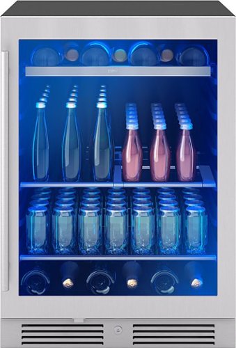Zephyr - Presrv 24 in. 7-Bottle and 108-Can Single Zone Beverage Cooler - Stainless Steel/Glass
