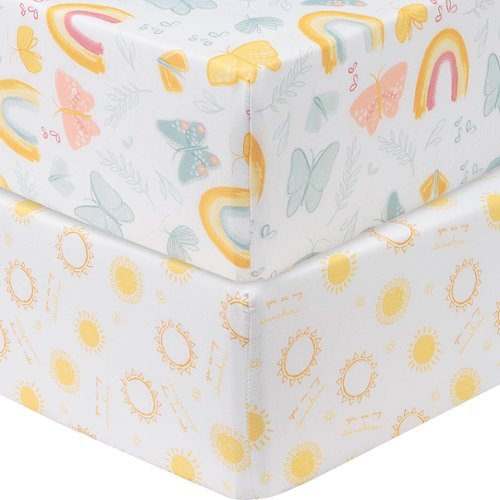 

Sammy & Lou - Butterfly Sun 2pk Microfiber Fitted Crib Sheets