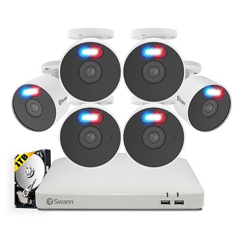 Swann - Enforcer 8 Channel 6 Cameras Indoor/Outdoor 1080P 1TB DVR Security System with Analytics