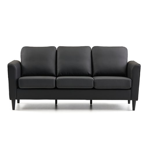 Image of Brookside - Clara 73” Upholstered Curved Arm Sofa - Faux Black