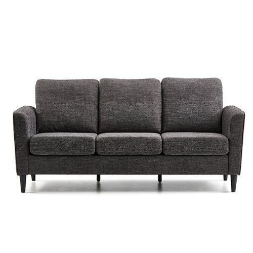 Image of Brookside - Clara 73” Upholstered Curved Arm Sofa - Charcoal
