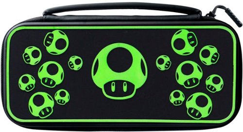 PDP - Travel Case Plus GLOW: 1-Up Mushroom For Nintendo Switch, Nintendo Switch Lite, Nintendo Switch - OLED Model - Black
