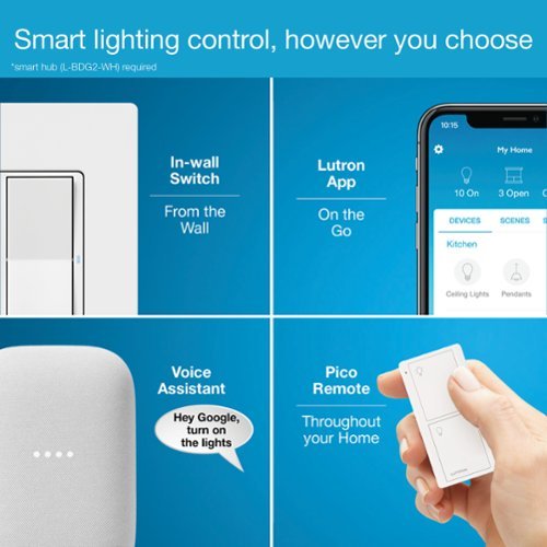 Lutron Claro Smart Switch for Caséta, On/Off Control of Lights/Fans, 5-Amp/Neutral Wire Required - White GLOBAL SHIPPING