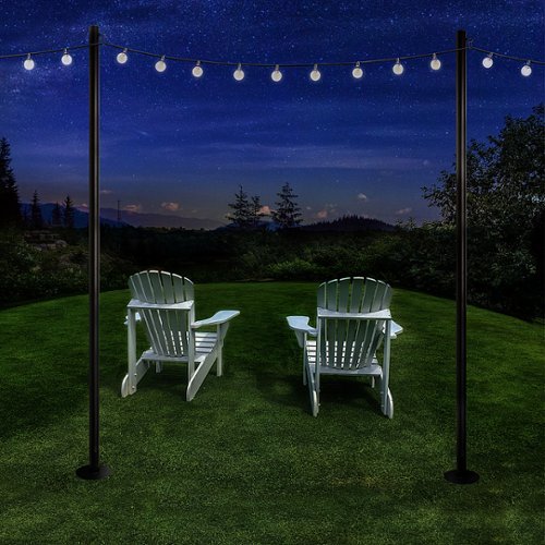 Excello Global Products Premium String Light Poles - 2 Pack - Extends to 10 Feet – Yard Mount (Grass/Dirt) - Black WORLDWIDE DELIVERY