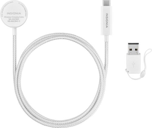Insignia™ 4 ft. Apple Watch Magnetic Charging Cable to USB-C Braided Cable with USB Adapter - White SHOP ONLINE