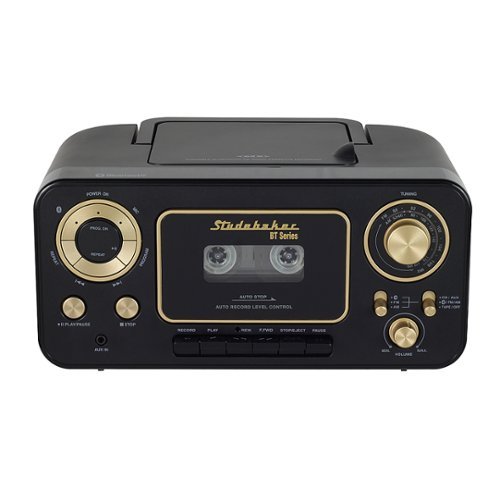 Studebaker - BT Series Portable Bluetooth CD Player with AM/FM Stereo - Black