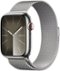 Apple Watch Series 9 (GPS + Cellular) 45mm Silver Stainless Steel Case with Silver Milanese Loop with Blood Oxygen - Silver (AT&T) - (2023)-Front_Standard