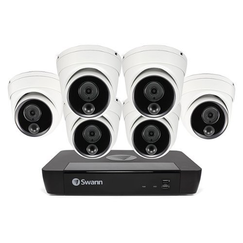 Swann - Master Series 8-Channel, 6 Dome-Camera, Indoor/Outdoor PoE Wired 4K UHD 2TB HDD NVR Security System