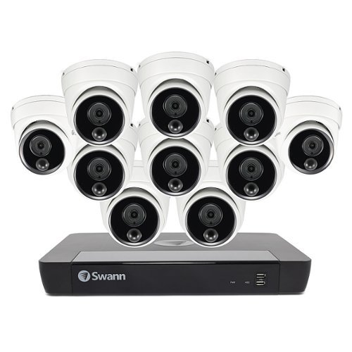 

Swann - Master Series 16-Channel, 10 Dome Camera, Indoor/Outdoor PoE Wired 4K UHD 2TB HDD NVR Security System - Black/White
