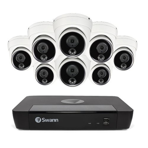 Swann - Master Series 8-Channel, 8-Dome Camera, Indoor/Outdoor PoE Wired 4K UHD 2TB HDD NVR Security System