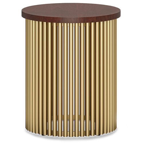 

Simpli Home - Demy Metal and Wood Accent Table - Cognac and Gold