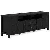 Simpli Home - Burlington Solid Wood 72 inch Wide Transitional TV Media Stand in Black For TVs up to 80 inches - Black