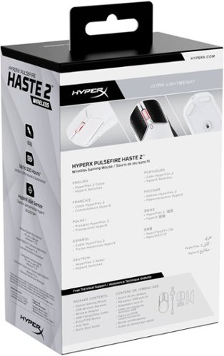 HyperX Pulsefire Haste 2 Lightweight Wireless Optical Gaming Mouse with RGB Lighting - Wireless - White BUY IN JAPAN