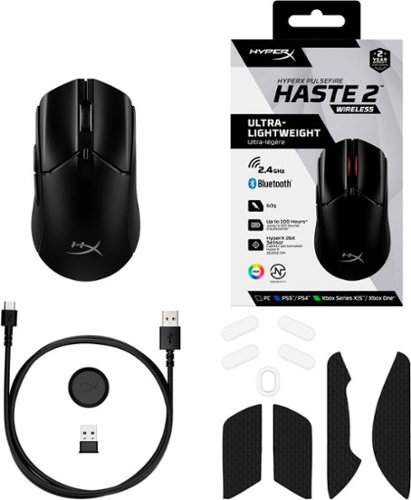 HyperX Pulsefire Haste 2 Lightweight Wireless Optical Gaming Mouse with RGB Lighting - Wireless - Black BUY IN CANADA