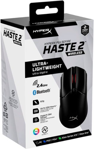 HyperX Pulsefire Haste 2 Lightweight Wireless Optical Gaming Mouse with RGB Lighting - Wireless - Black BUY IN UK