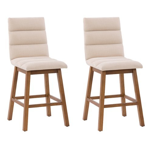 Image of CorLiving - Boston Channel Tufted Fabric Barstool (set of 2) - Beige