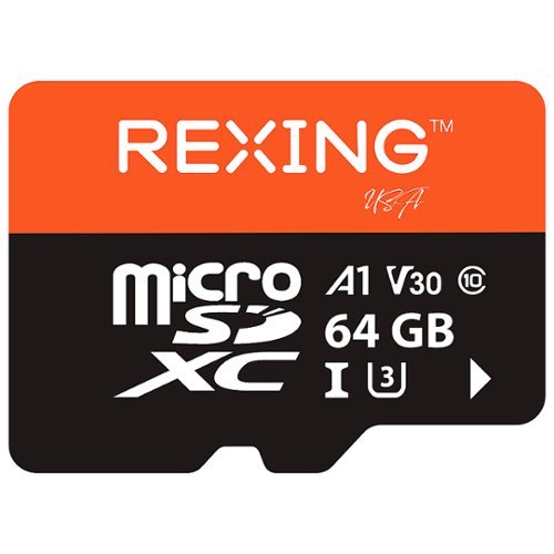 

Rexing - 64GB MicroSDXC UHS-3 Full HD Video High Speed Transfer Monitoring SD Card with Adapter