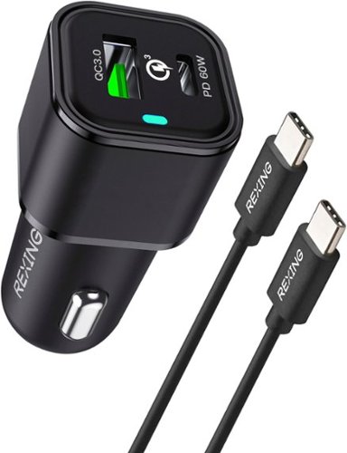 Rexing - 78W Vehicle Quick Charger with 1 USB-C & 1 USB Port Compatible with iPhone and Samsung Note - Black