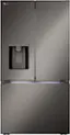 Front. LG - Counter-Depth MAX 25.5 Cu. Ft. French Door Smart Refrigerator with Four Kinds of Ice - Printproof Black Stainless Steel.