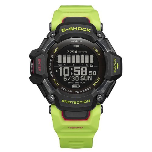 Casio - G-Shock Move 52mm Heart Rate + GPS Solar Assist Resin Strap Smartwatch - Yellow
