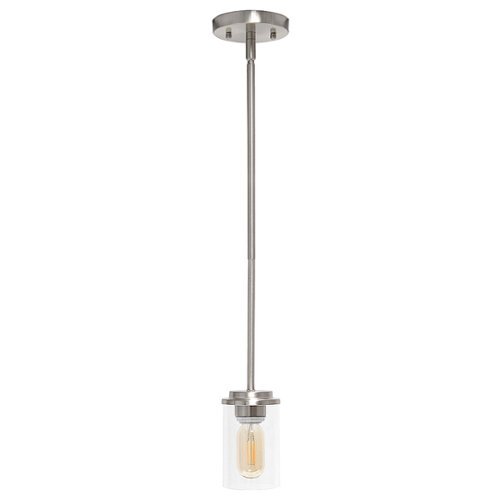 

Lalia Home 1 Light Adjustable Pendant Fixture with Clear Glass Cylinder - Brushed nickel