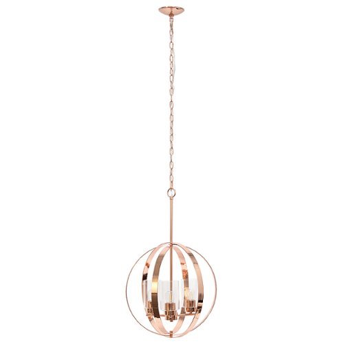 

Lalia Home 3 Light Adjustable Globe Ceiling Pendant - Rose gold