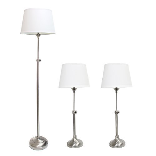 

Lalia Home 3 Piece Metal Lamp Set with White Tapered Drum Fabric Shades - Brushed Nickel/White Shades