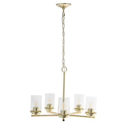 

Lalia Home 5 Light Clear Glass and Metal Hanging Pendant Chandelier - Gold