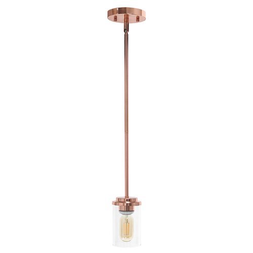 

Lalia Home 1 Light Adjustable Pendant Fixture with Clear Glass Cylinder - Rose gold