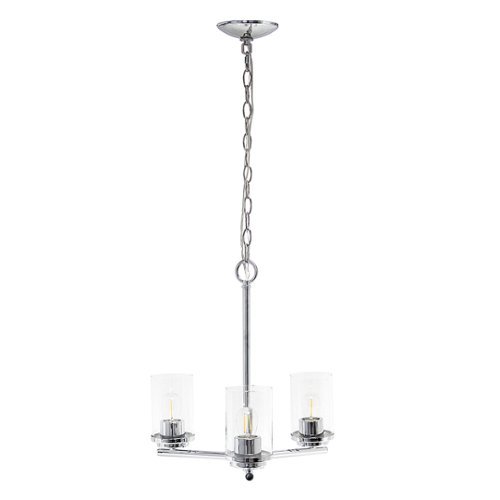 

Lalia Home 3 Light Clear Glass and Metal Hanging Pendant Chandelier - Chrome