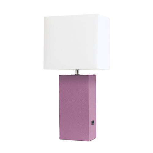 

Lalia Home Lexington Leather Base Modern Table Lamp with USB - Purple