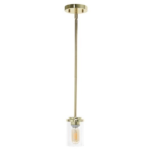 

Lalia Home 1 Light Adjustable Pendant Fixture with Clear Glass Cylinder - Gold