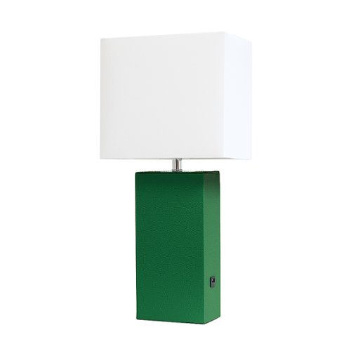 

Lalia Home Lexington Leather Base Modern Table Lamp with USB - Green