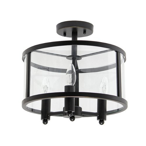 Lalia Home 3 Light Semi-flushmount Glass and Metallic Accented - Black