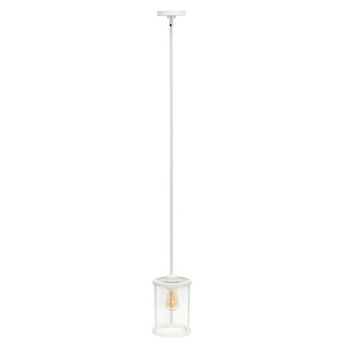 

Lalia Home 1 Light Adjustable Pendant Fixture with Cylindrical Clear Glass shade and Metal Accents - White