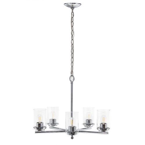 

Lalia Home 5 Light Clear Glass and Metal Hanging Pendant Chandelier - Chrome