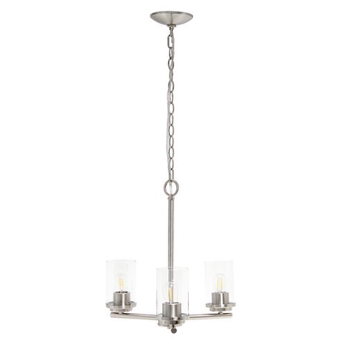 

Lalia Home 3 Light Clear Glass and Metal Hanging Pendant Chandelier - Brushed nickel