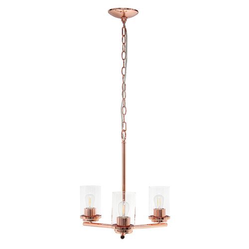 

Lalia Home 3 Light Clear Glass and Metal Hanging Pendant Chandelier - Rose gold